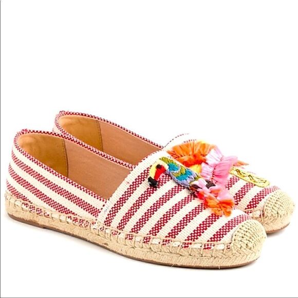 J. CREW TROPICAL PARADISE ISLAND STRIPED EMBROIDERED ESPADRILLES
SIZE 10 - Picture 1 of 7